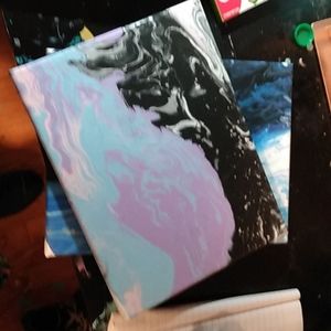 2 fluid art paintings